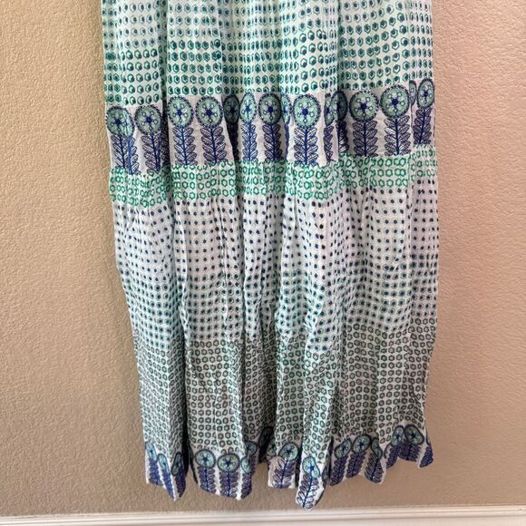 Tuckernuck Oliphant Strappy Maxi Dress Astrid Size XXS White Blue Embroidered - Picture 4 of 16